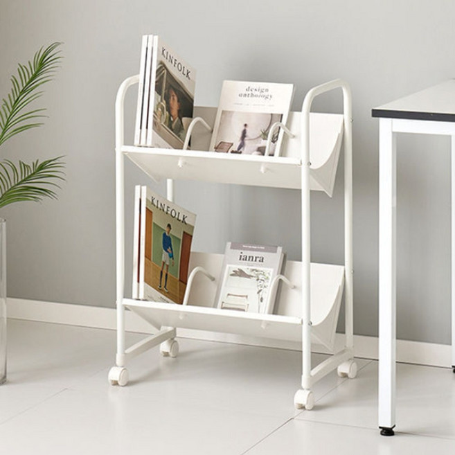 이동식 북트레이 2단 북카트 국내생산 30도 경사형 하얀색