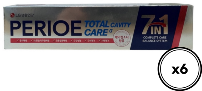 페리오 토탈케어 7in1 치약, 180g, 6세트