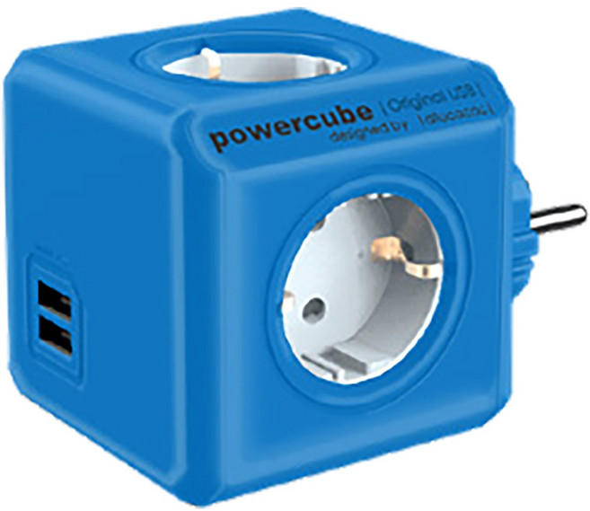 파워큐브 멀티탭 오리지널 USB 그레이, 7.5cm, 블루, 1개