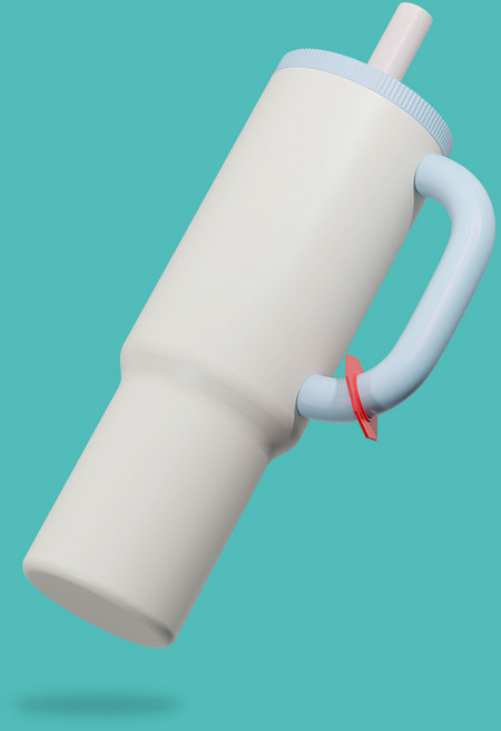 오까사 대용량 W 텀블러 스텐 손잡이, 1개, 1.2L, 크림 스카이