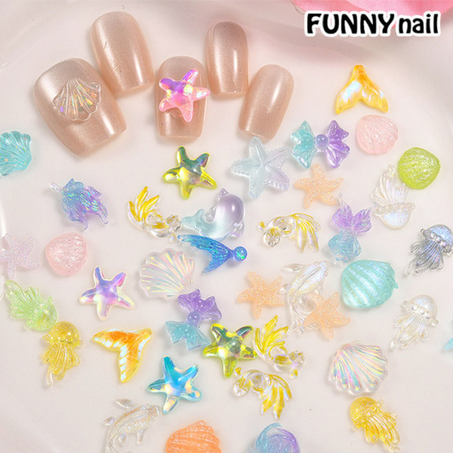 [퍼니네일] 여름네일스톤 믹스 50개입 썸머파츠 조개 불가사리 소라 자개 원석 진주 바다네일파츠 여름네일, 1개, GSTON - 238
