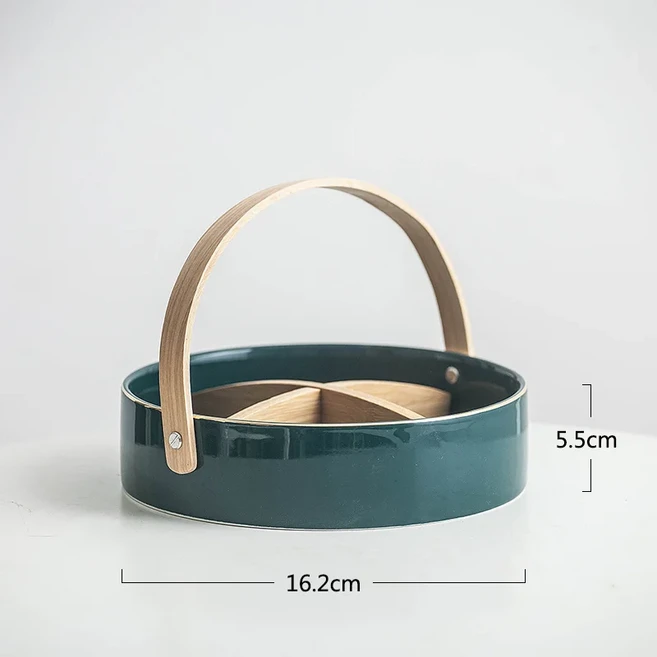 과일 스낵 플래터 북유럽 스타일 현대 거실 홈 도자기 라운드 바구니 커버 프레임 건조 접시, 13 S