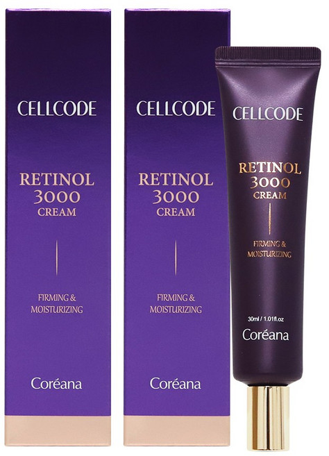 아름다움의 지혜 자연주의 스킨케어 코리아나 셀코드 레티놀 3000 크림 주름 탄력, 2개, 30ml