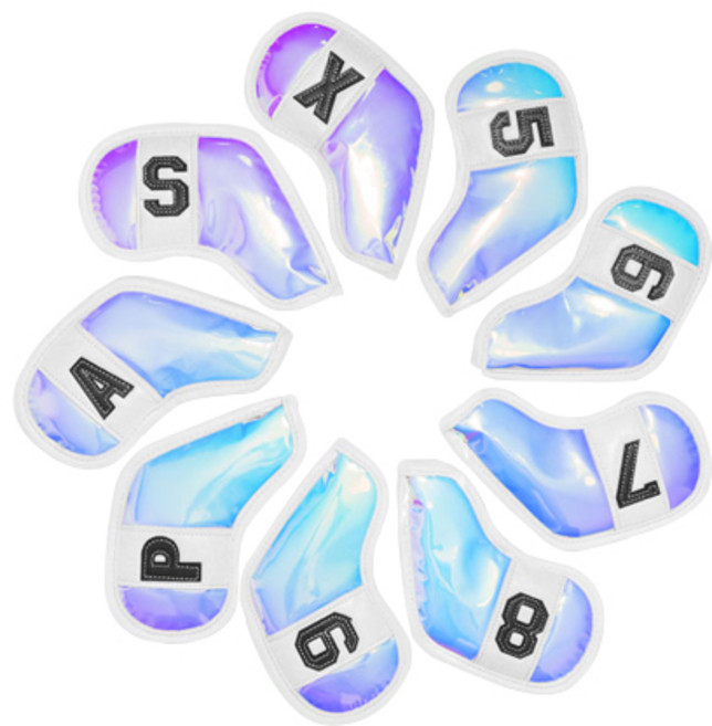 리카타 알카이드 홀로그램 아이언 헤드 골프채 커버 보호 세트 9개, 엣지 화이트, 1개