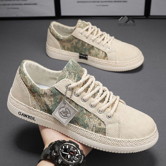 POMTOR 남성 스니커즈 트렌디 패션 신발 운동화 캐주얼 캔버스 보드화