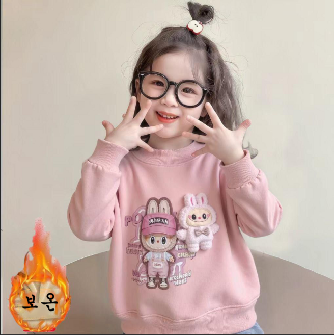 언니아라 여아 주니어 초등생 간절기 맨투맨 최신 라부 라운드넥 맨투맨 xu103