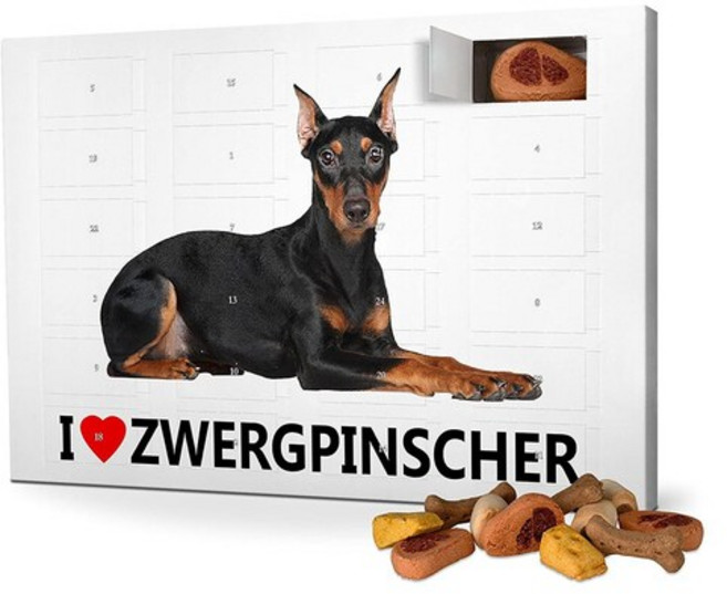 Print planet 강아지 크리스마스 어드벤트 캘린더 미니어처 핀셔 120g, 1개