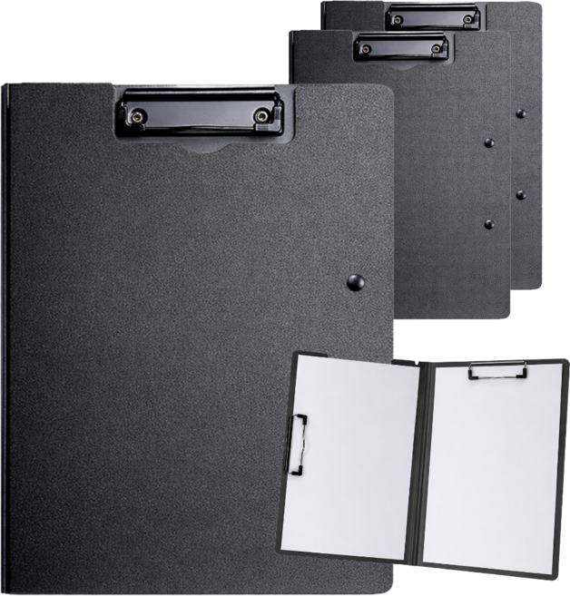 더치트 고급 a4 양방향 클립보드 커버형, 3개, 블랙
