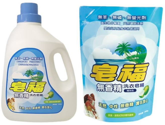 皂福 無香精洗衣皂精 天然植物油皂化, 1個, 無香精洗衣皂精,補充包2000g【單筆限2包】