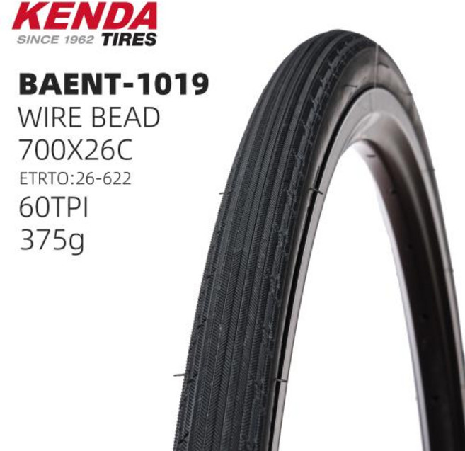 KENDA 도로 자전거 타이어 훈련 26-622 700X26C, 와이어, 1개