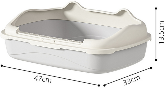 초대형 반밀폐형 고양이 화장실 개방형 방수 고양이 변기 초대형 고양이 화장실 애완동물 용품, 사이드 오픈 라이트 화이트 (초대형), 성인 고양이 만