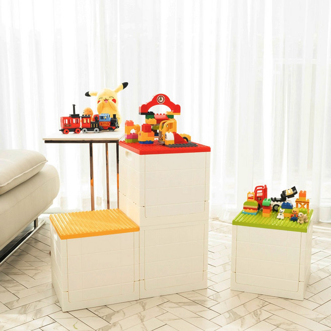 키텐실 장난감 정리함(KC인증) 레고 듀플로 폴딩 보관함 레고판 리빙박스 정리함, 5.그린, 1개