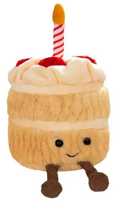 生日蛋糕造型毛絨玩偶 趣味生日禮物, 蛋糕 棕色腳, 1個, 28cm