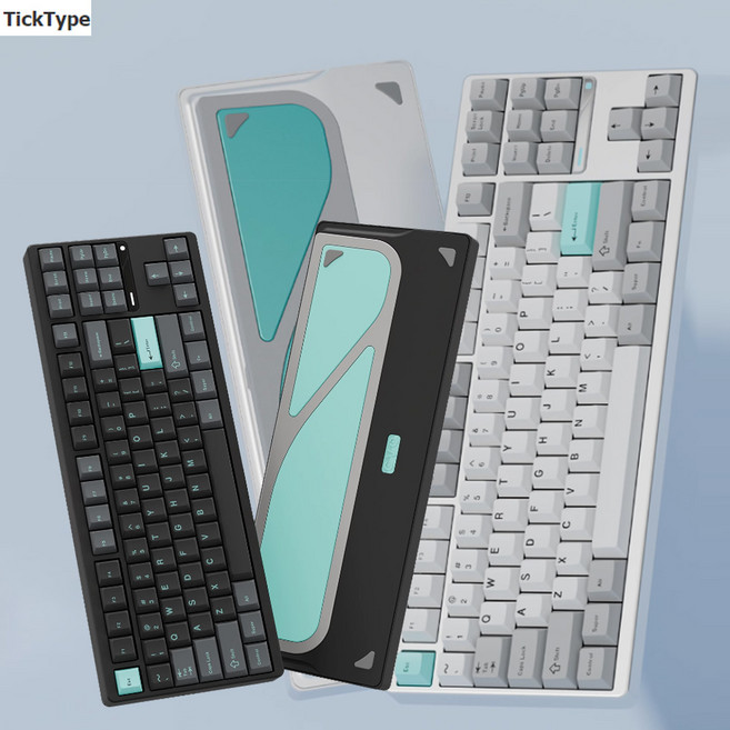 [청이스토어] TickType EVO80 무선 기계식 게이밍 키보드 CNC알루미늄 87배열F13 RGB QMK/VIA지원, 연크림카키축, 크림화이트(스프레이 코팅)