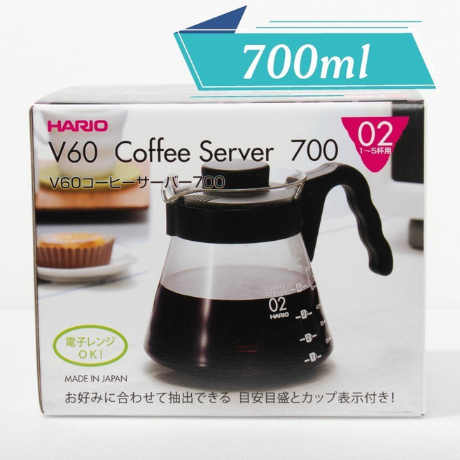 HARIO VCS-02B 可微波700ml V60 黑 咖啡壺 花茶壺 滴漏壺, 1個