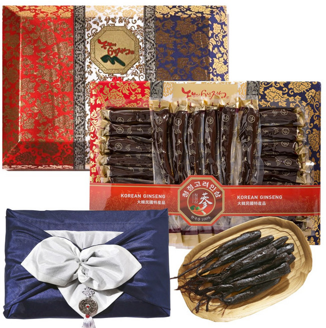 고려 홍삼정과 1kg 한지함 상견례 설 명절 부모님 선물, 1개, 네이비보자기+노리개
