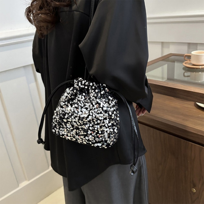 샤론 트윙클 반짝이 스팽글가방 미니 복조리 반짝이 숄더 버킷백 2color