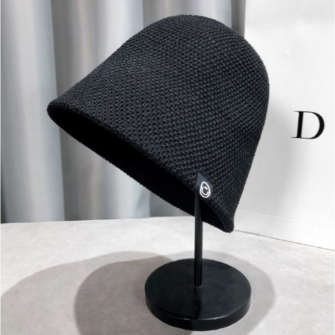 HANSUWI 여성 벙거지모자 차밍 스마일 버킷햇 라탄 모자