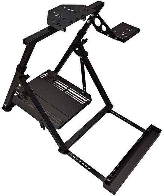 레이싱 휠 거치대 레이싱휠 운전 간이 핸들 게임 브래킷 접이식 레이싱게임 컨트롤러, 1개, 기어 변속기+회전 각도 조절 고정 의자