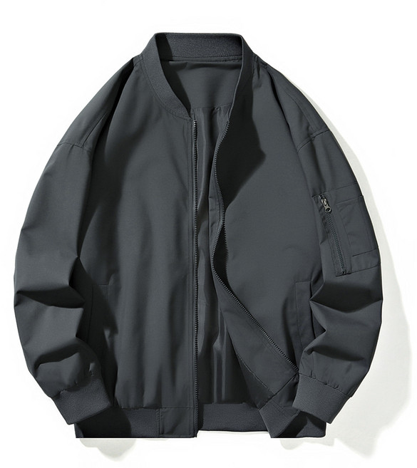 남성 봄가을 캐주얼 솔리드 항공점퍼 루즈핏 심플 데일리 코트