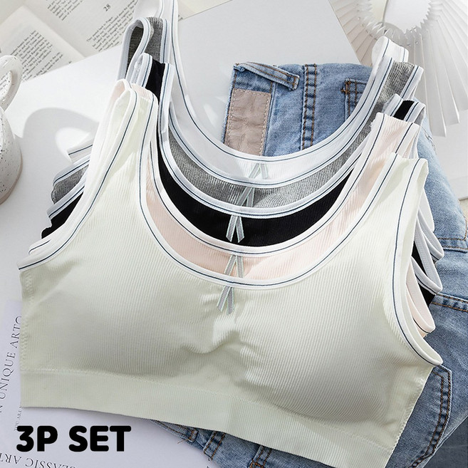 플랜와이 주니어 성장기 노와이어 고정형 패드 브라 3P 세트