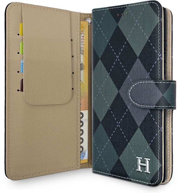 아리움 헤리스 체크 카드 지갑 다이어리 케이스