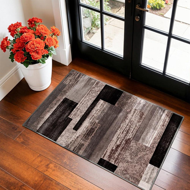 LIANLAM 8x10 Washable Area Rugs for Living Room and Bedroom Checkered Pattern Non-Slip Carpet St