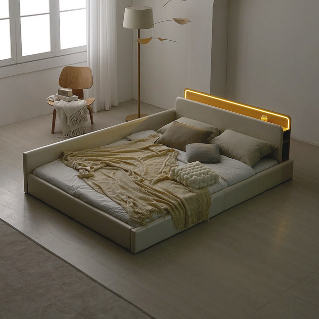 국내제작 인홈 위드유 LED 저상형 침대, 그레이