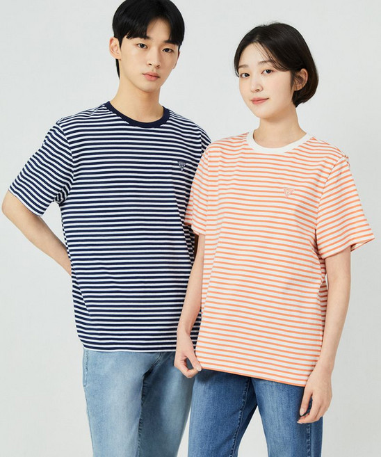 매장정품 게스 GUESS 4color 유니 세미오버핏 싱글 스트라이프 반팔티 NP2KE403 1703255