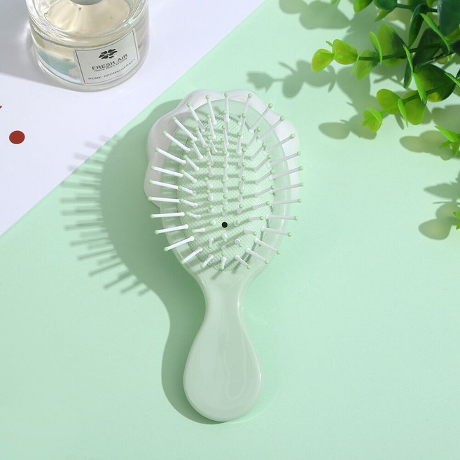 귀여운 마카롱 헤어 브러쉬 쿠션 타입 휴대용 빗, 1개, 녹색