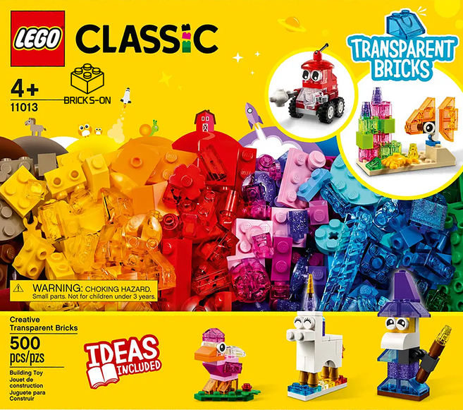 레고 클래식 11013 창의적인 투명 브릭, 혼합색상, 1세트