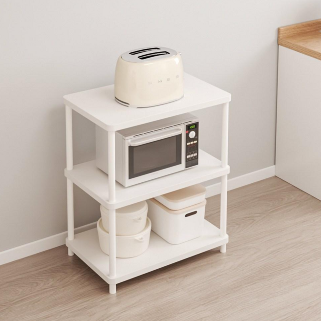 하이피러브 다용도 수납 선반 진열장 전자레인지 선반, 화이트, 3단