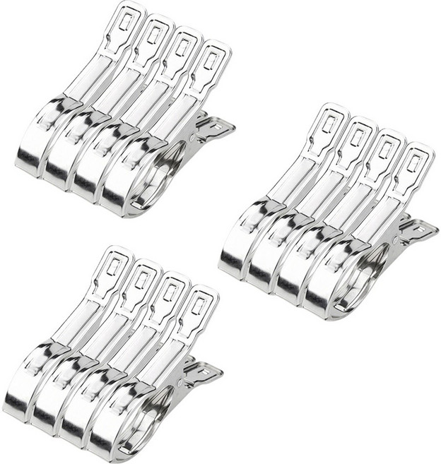 투데이리빙 12개 세트 강력 고정 스텐 빨래 집게 두꺼운 이불 건조 집개 양말 속옷 걸이 대용량 튼튼한 빨래줄 클립, 실버