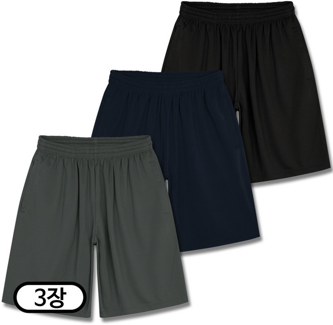 탑보이 3장 세트 남녀공용 드라이 쿨론 반바지 무지 기능청 스포츠 냉감 헬스 쿨바지 (SCC5415PT)