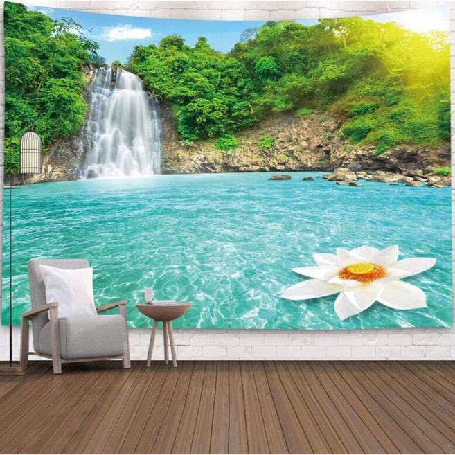 특대형 패브릭포스터 인테리어 소품 창문 바다, 08.폭포