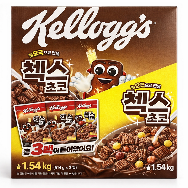 켈로그 첵스초코 콤보팩 570g x2+400g, 1박스, 1.54kg