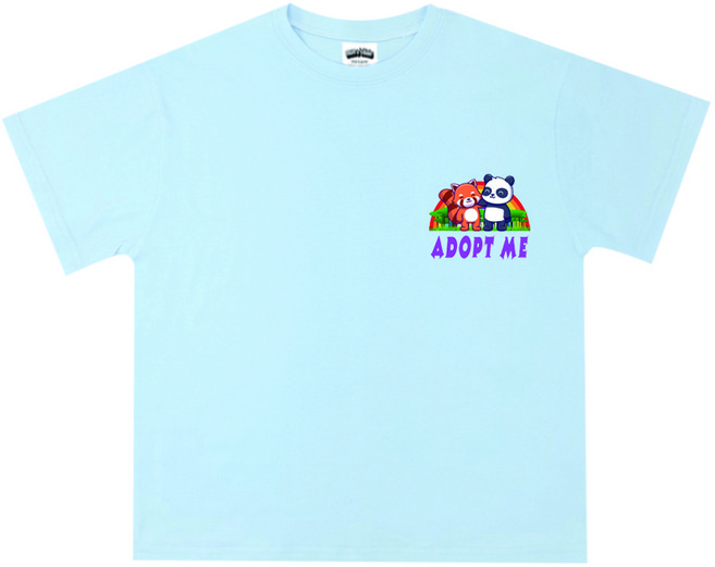 [나노핏키즈]로블록스 친구 입양하세요 스카이블루 반팔티셔츠