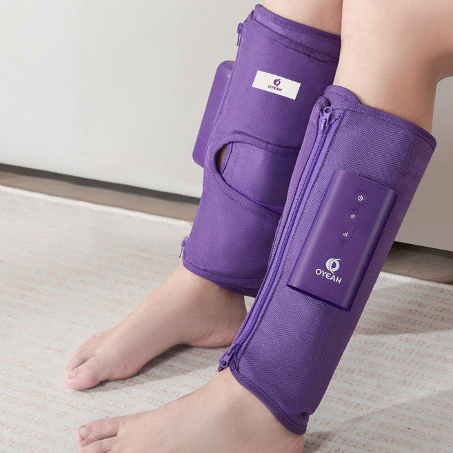 OYEAH 종아리 마사지기 무선 온열 공기압 강도조절 발 다리 안마기 K-705 (지퍼형), R+L, 65cm, 자주색