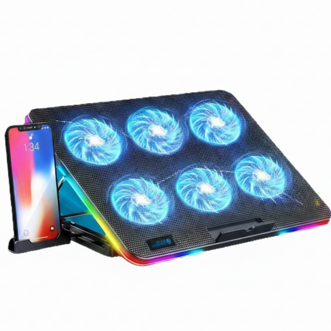 순간생각 게이밍 RGB 노트북 쿨러 거치대, 블루
