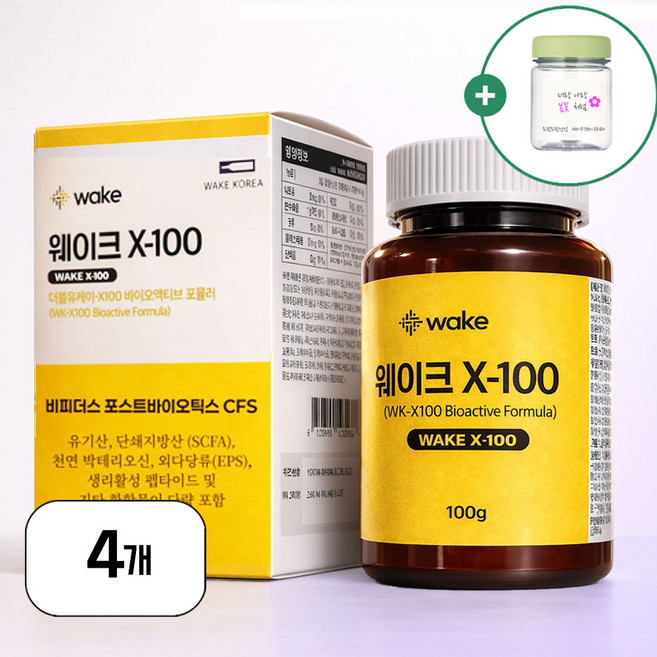 와인코리아 웨이크x-100 비피더스 4세대 포스트 바이오틱스 유산균, 100g, 4세트