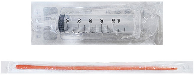관장세트 세운 멸균 렉탈튜브28fr + 신창 세정용 주사기 50cc 관장기 관장튜브, 1세트