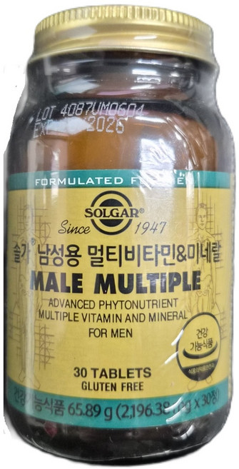 솔가 남성용 멀티비타민 & 미네랄 2196.38mg, 30정, 1개