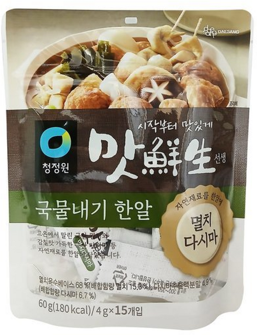 청정원 맛선생 멸치다시마 ( ) / 동전 코인육수, 3개, 4g