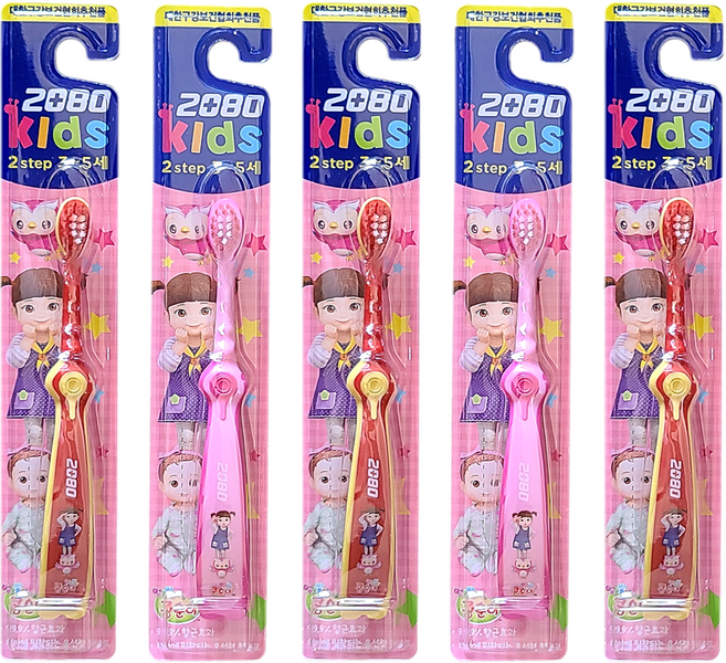 2080 키즈 콩순이 어린이 칫솔 2단계(3~5세) 5개, 랜덤 발송, 1개입