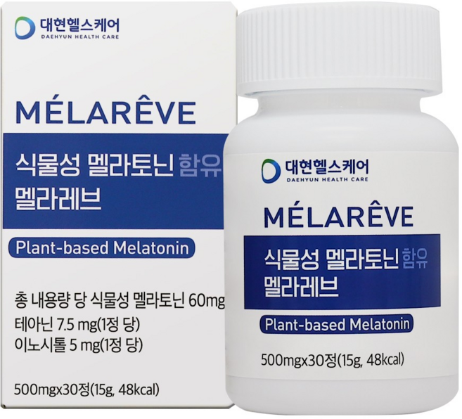 [엠디] 편안한 수면 휴식을 위한 식물성 멜라토닌 멜라레브 30정 2박스, 2개, 60정