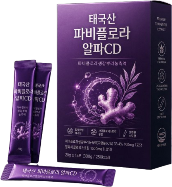 태국 생강뿌리농축액 파비플로라 알파cd 액상 스틱, 2개, 300g