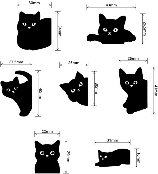 깜장 고양이 마그네틱 북마크 자석 북홀더 책갈피 세트, B, 1개, 블랙