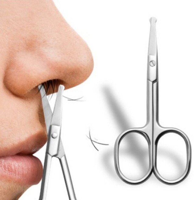 스텐 콧털가위 둥근 미니 코털정리가위 스테인리스 눈썹 수염정리기 관리 콧털깍이 뷰티소품, 1개