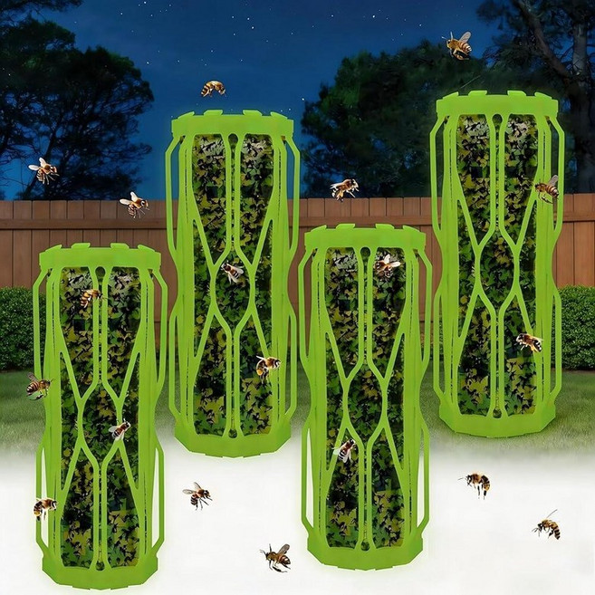 4 Pack Carpenter Bee Traps for Outside with Fluorescent Wasp Trap 아웃도어(야외) Hanging Fly 고양이용cher