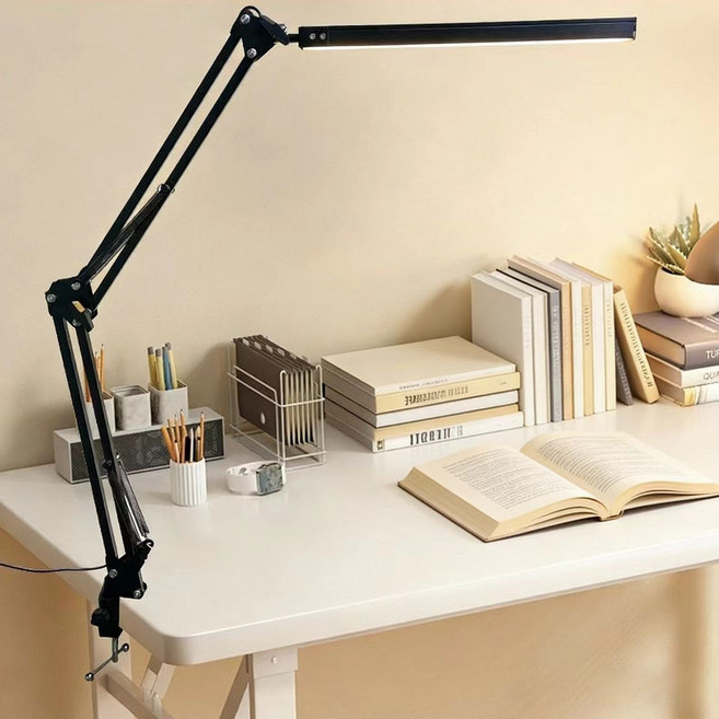 집게 LED 책상 스탠드 조명 독서등, 블랙